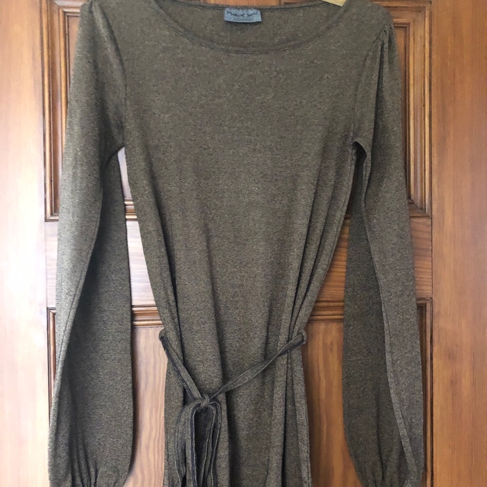 Anthro Michael Stars Brown Shimmer Belted Tunic